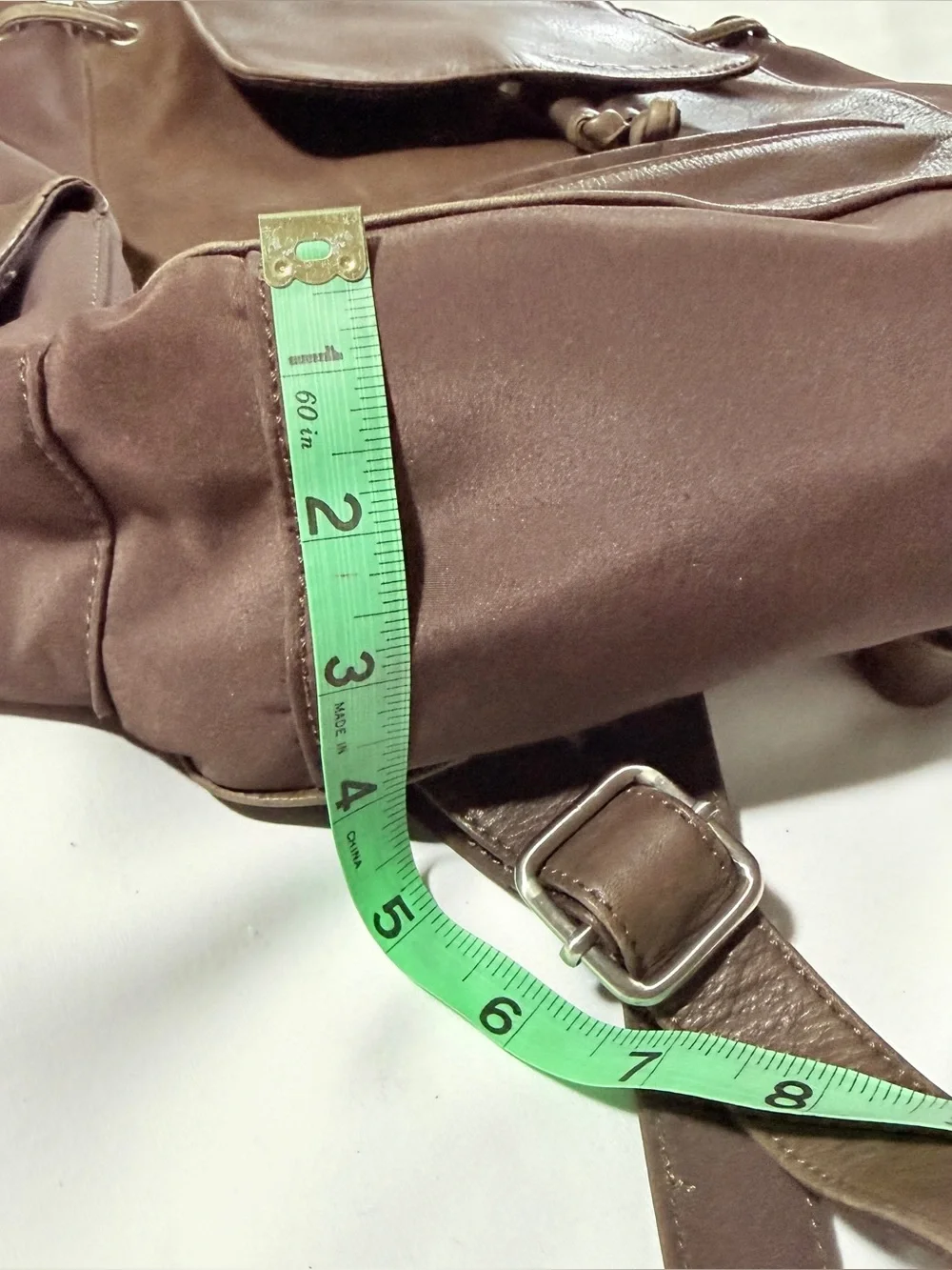 Fossil Light Brown/ Taupe Leather and Canvas Backpack